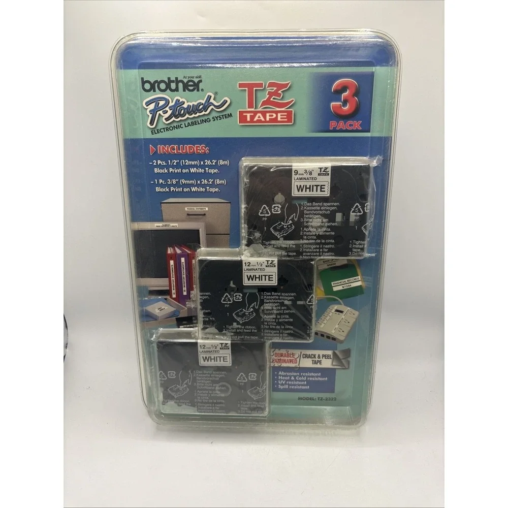 Brother P-Touch TZ-2322 Label Tape 3 Pack 9mm 12mm 1/2